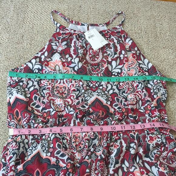 NWT Banana Republic Factory Red White Paisley Bohemian Fit & Flare Dress Large - Picture 5 of 9